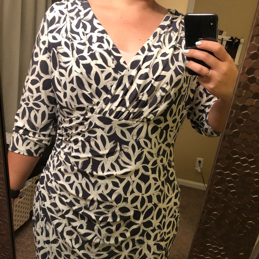 Ralph Lauren faux wrap, waist-rouching dress